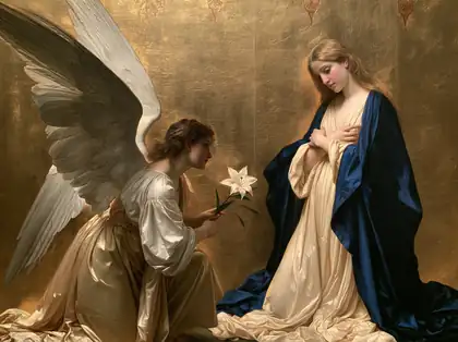 Gabriel's Lily beside the Golden Wall – Bouguereau-Inspired Academic Art · Landscape