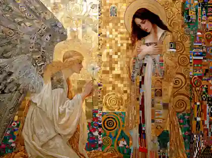 Annunciation within the Circular Mosaic – Golden Secession Art · Landscape