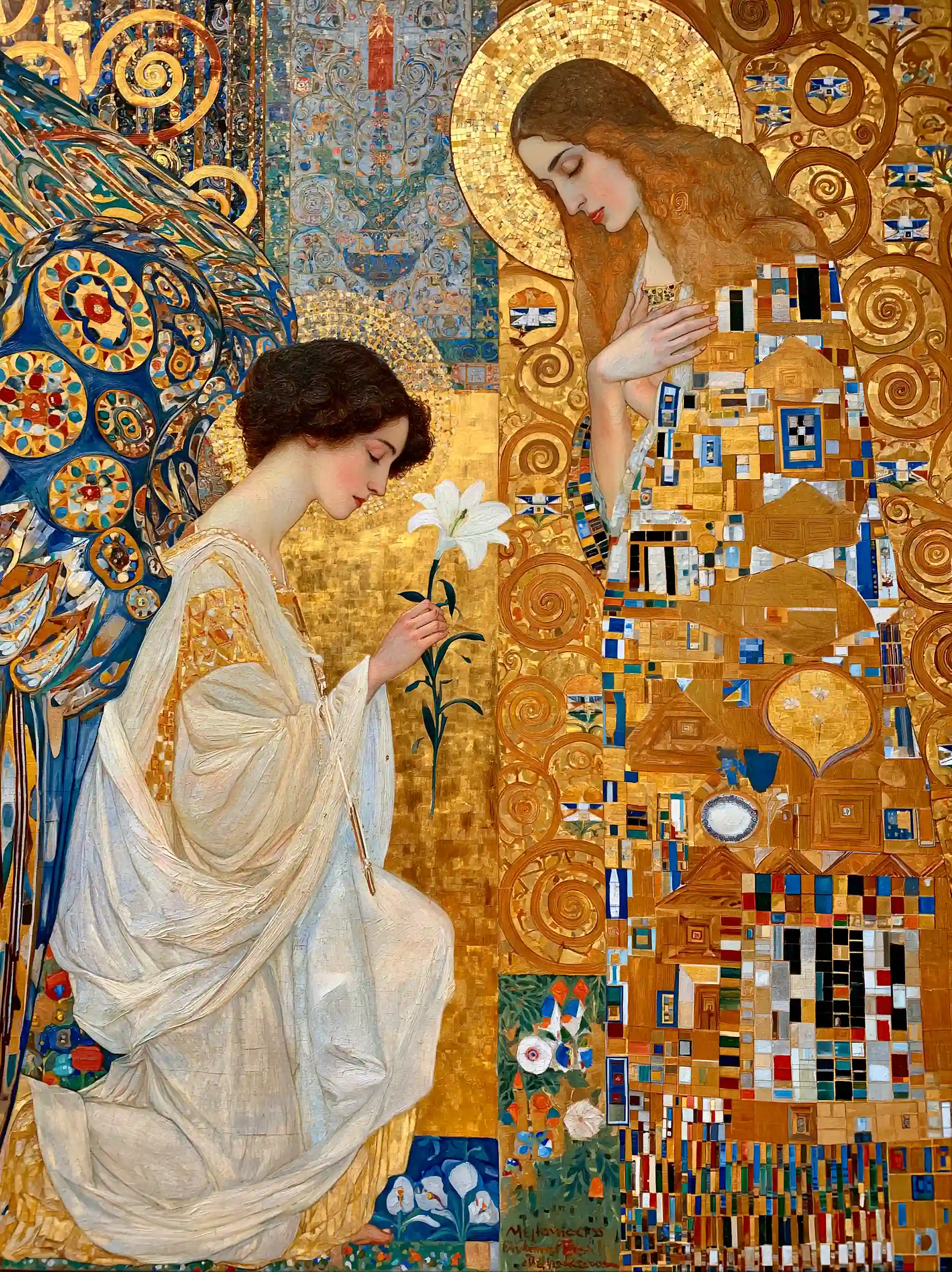 Gabriel's Lily in the Amber Mosaic – Golden Secession Art · Portrait