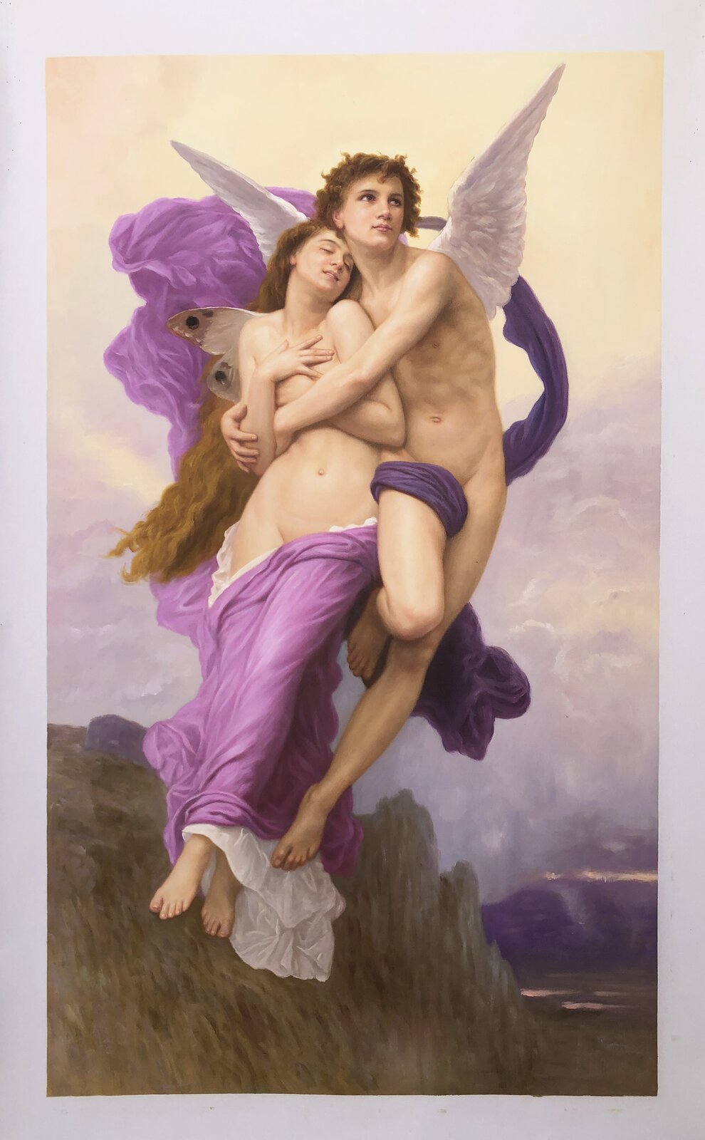 Vue complète d’une peinture à l’huile réalisée à la main